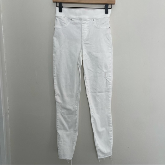 SPANX- Distressed Ankle Skinny Jeans White - Picture 5 of 11